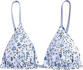 Amazon Zaful Women S Triangle Bikini Top String Push Up Padded Sexy Swimsuit Bathing Suits