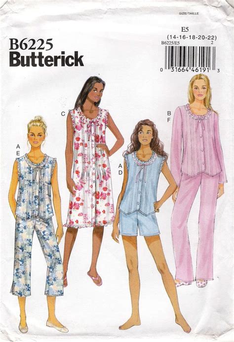 Misses Sleepwear Pajamas Sewing Pattern Fashion Sewing Sewing