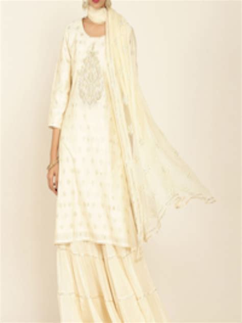 Buy Soch Women Off White Ethnic Motifs Embroidered Kurta With Sharara