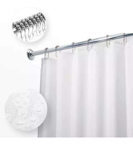 Mebix TRD Cortina De Baño Poliéster 180x180cm ganchos Acero Inoxidable