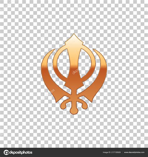 Golden Sikhism religion Khanda symbol isolated object on transparent ...