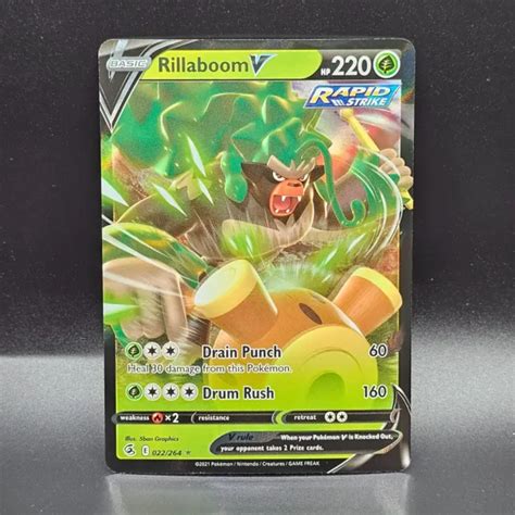 RILLABOOM V 022 264 Pokemon Fusion Strike Holo Ultra Rare Card After