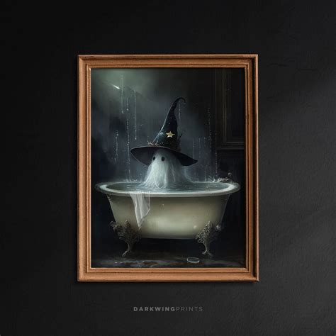 Witch Ghost In The Bathtub Gothic Witch Painting Ghost Bathroom Print