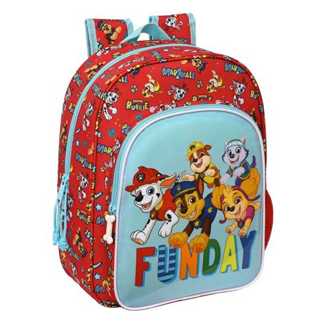 Mochila Infantil The Paw Patrol Funday Vermelho Azul Claro 26 X 34 X