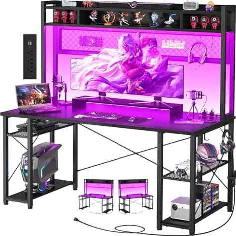 Amazon Aheaplus L Shaped Desk With Hutch Gaming Desk With Led