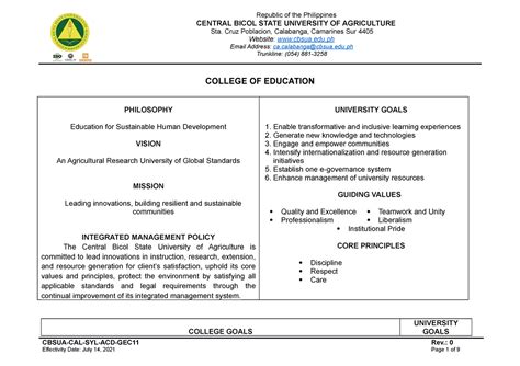 Course-Syllabus - Course Syllabus - Republic of the Philippines CENTRAL ...