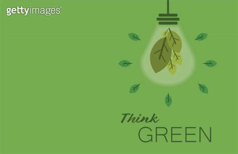 Think Green Light Bulb Ecology Concept Flat Design Vector Illustration