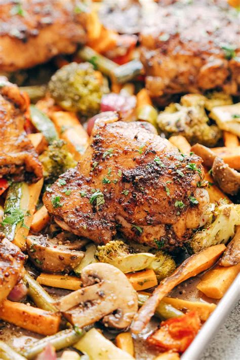 Sheet Pan Honey Balsamic Chicken Thighs With Veggies Gluten Free