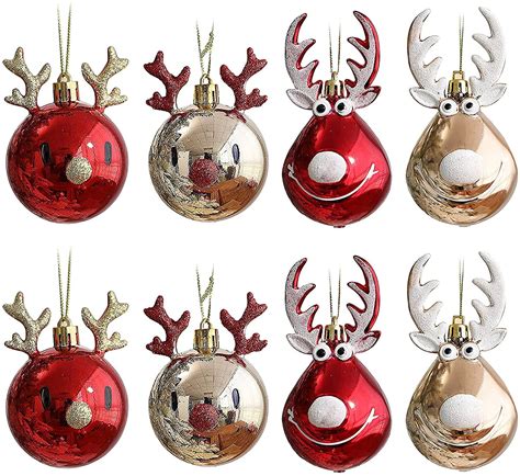 Lot de 8 boules de Noël incassables pour sapin de Noël Boules à