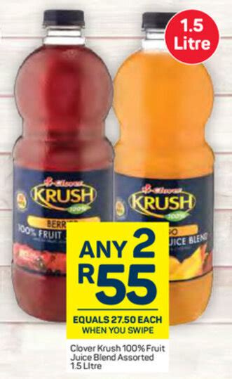 Clover Krush 100 Fruit Juice Blend Assorted 1 5l Offer At Pick N Pay