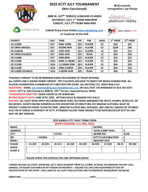 Fillable Online Jul Tourney Form Fax Email Print Pdffiller