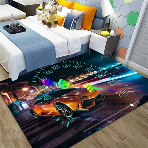 Cl Ssico Car Racing Synthwave Neon Tapetes Sala De Estar Home Decor