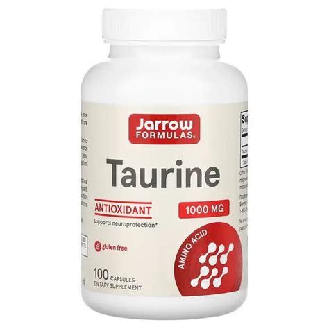 Таурин, Taurine, Jarrow Formulas, 1000 мг, 100 капсул - купить Таурин в ...