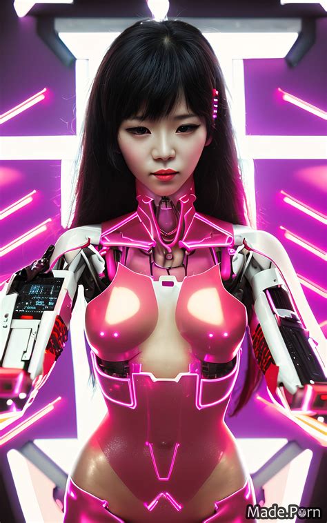 Porn Image Of Neon Glow Woman Short Pink Plastic Shiny Skin Created By AI
