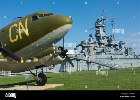 Mobile Alabama Battleship Uss Alabama From World War Ii With Old Plane