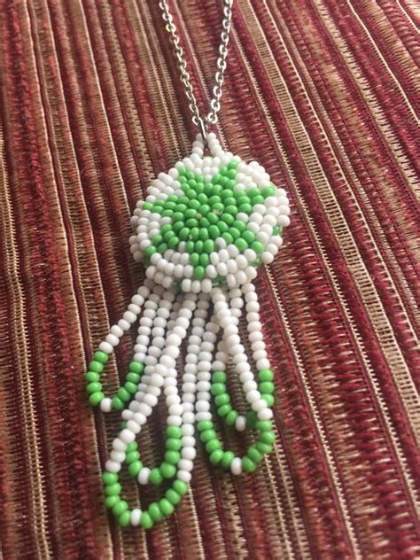 Seed Bead Pendant Indigenous Necklace Beadwork Pend… Gem