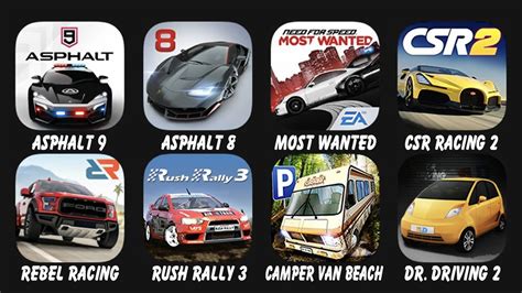 Asphalt 9 Asphalt 8 Most Wanted CSR Racing 2 Rebel Racing Rush