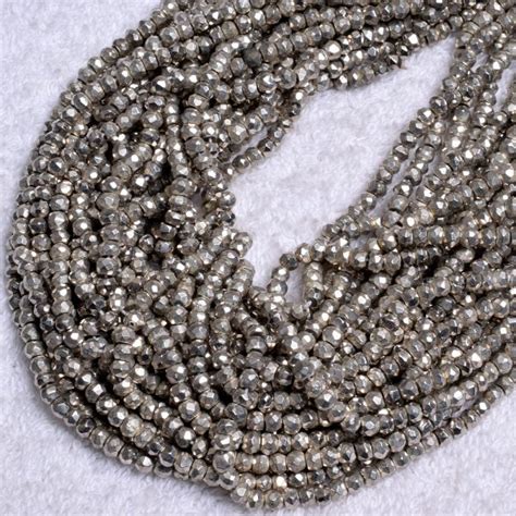 Natural Silver Pyrite Faceted Rondelle Beads Buy Online Shyama Gems