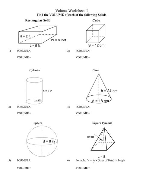 Worksheet Volume Of Cylinder Worksheet Volume And Surface Area Db