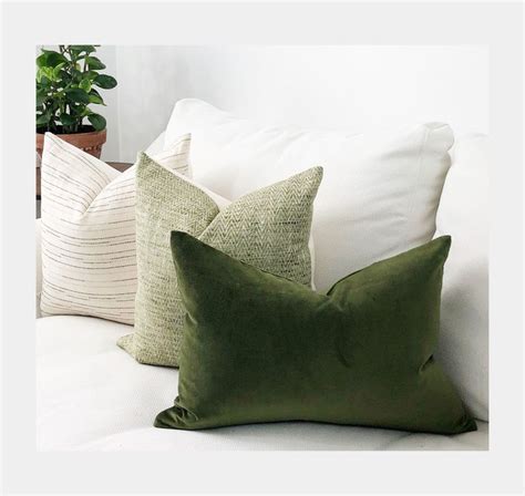 Olive Green Throw Pillow Covers Luxury Double Sided Velvet Euro Sham Available Etsy Green