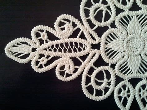 Crocheted Doily Romanian Point Lace Crochet Doily Ivory