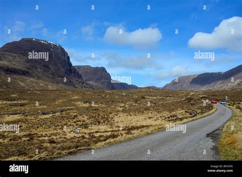 Single Track Road To Bealach Na Ba Pass Of The Cattle Applecross Peninsula Wester Ross