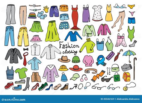 Fashion and Clothing Color Icons Collection Stock Vector - Illustration ...