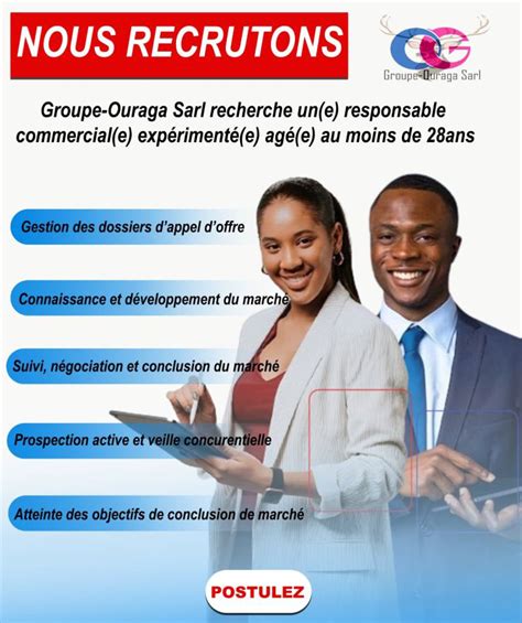 GROUPE OURAGA RECRUTE RESPONSABLE COMMERCIAL H F Y A Bara Offres D