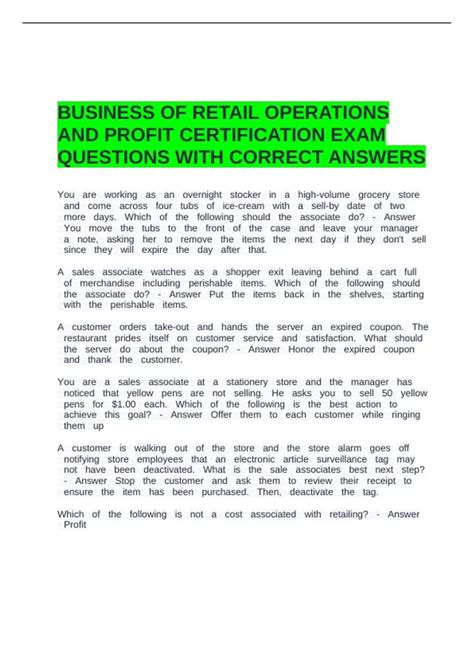 Business Of Retail Screening Test
