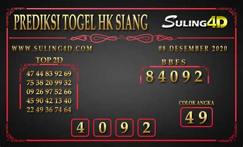 PREDIKSI TOGEL HONGKONG SIANG SULING4D 08 DESEMBER 2020