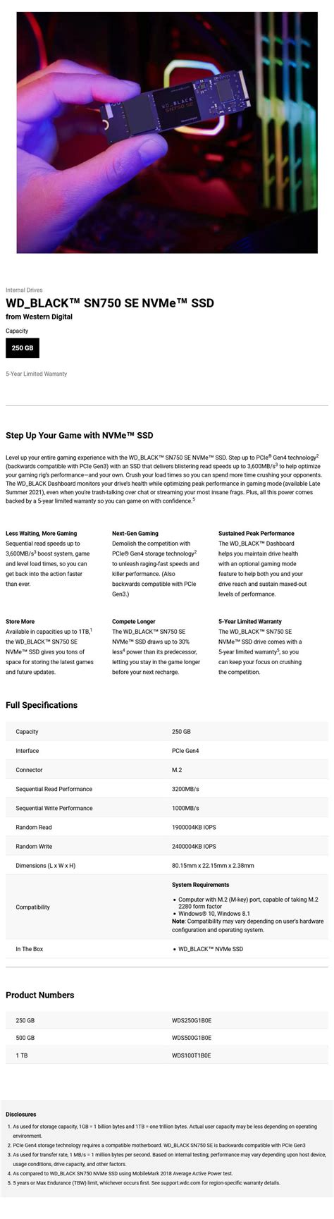 WD Black SN750 250GB NVMe Gen 4 SSD The Computer Guy Charmhaven