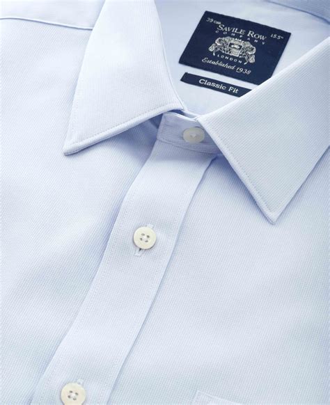 Mens Sky Blue Classic Fit Formal Shirt With Single Cuffs Savile Row Co