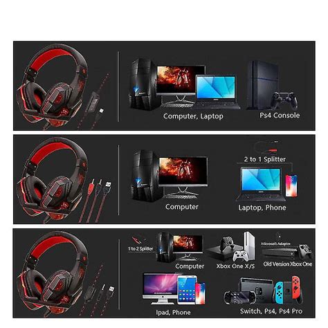 Stereo Gaming Headset Compatible With Ps4 /pc/ 7.1 Ear Headphones ...