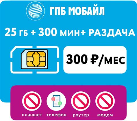 WHYFLY SIM-карта SIM-карта 25 гб интернета, 300 мин за 300 руб/мес ...