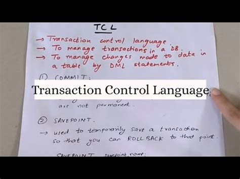 Tcl Transaction Control Language Youtube