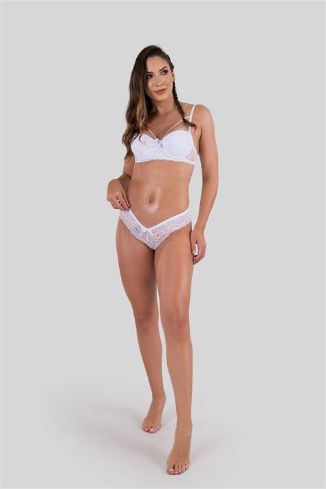 Conjunto Lingerie Morgana Branco Ref P A Kaisan