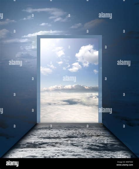 Stair Way To Abstract Doors Of Heaven Stock Photo Alamy