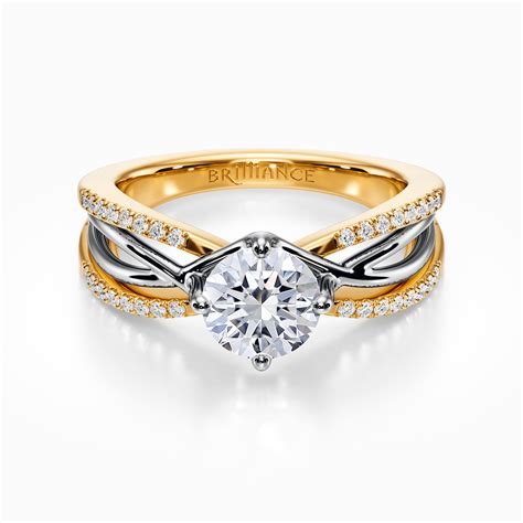 White And Yellow Gold Engagement Ring - Ornate Setting