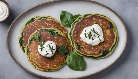 Pancake Di Zucchini Con Spinaci E Formaggio Parmigiano Serviti Con