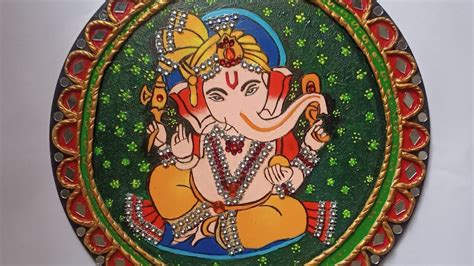 Ganesha Lippan Art Ganesha Painting Mirror Mosaic Art Clay Art