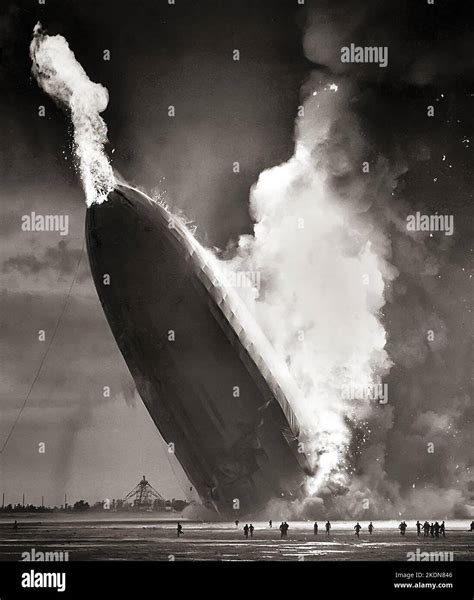 The Zeppelin Lz Hindenburg Catching Fire On May At