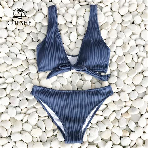 Aliexpress Buy Cupshe Deep Love Solid Bikini Set Women Blue