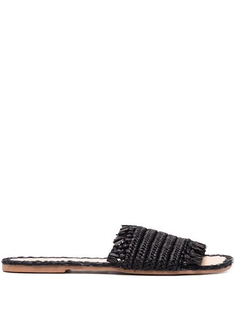 Manebi Raffia Slip On Sandals Farfetch