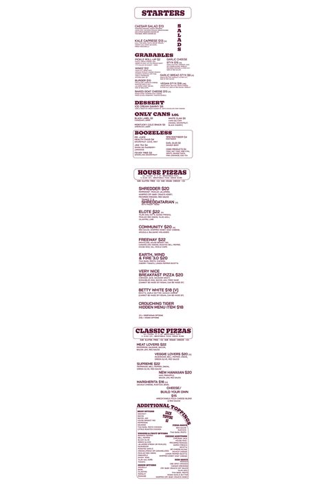 LYNLAKE FOOD MENU — WRECKTANGLE PIZZA