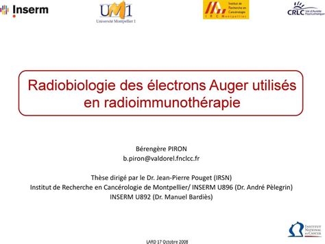 Radiobiologie des électrons Auger utilisés en radioimmunothérapie PDF