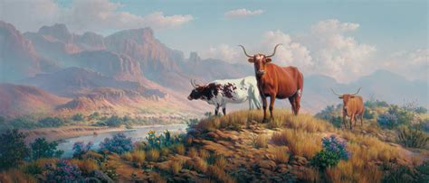 West Texas Royalty By Dalhart Windberg Longhorn Cattle Art Print