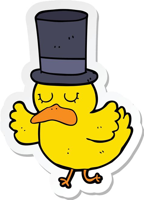 sticker of a cartoon duck wearing top hat 9564274 Vector Art at Vecteezy