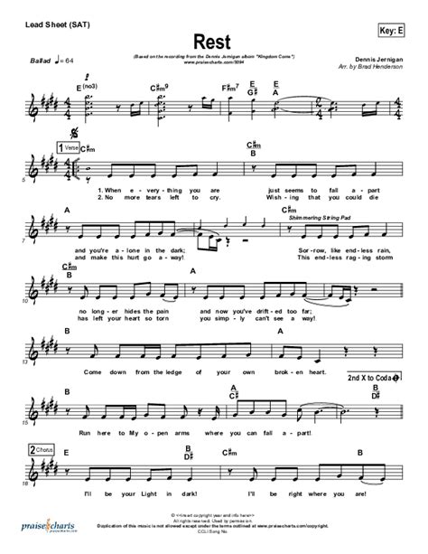 Rest Sheet Music PDF (Dennis Jernigan) - PraiseCharts