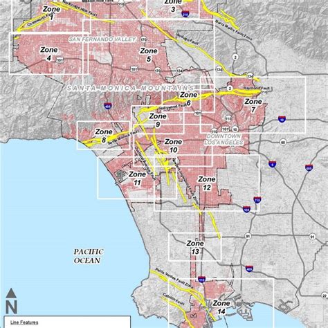 Map Of Seismic Hazard Zone Boundaries For LADWP Pipeline Network