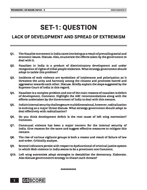 GS SCORE MAINS ANSWER WRITING WORKBOOK 2023 INTERNAL SECURITY GS PAPER